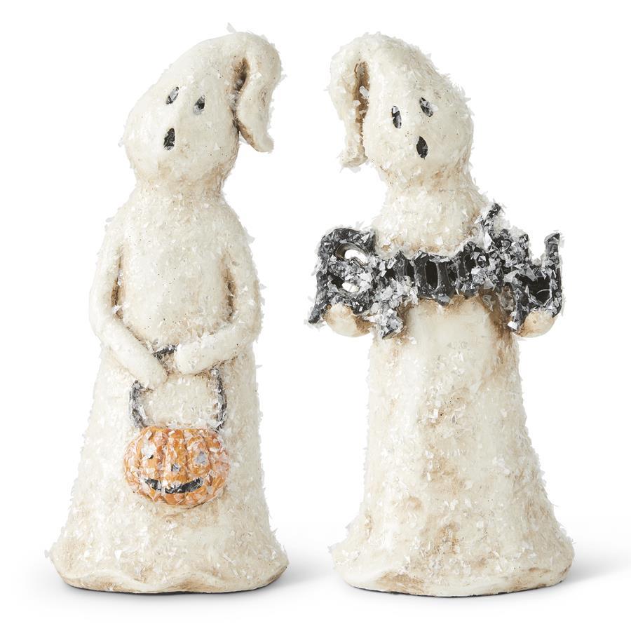 Design Shop Assorted 7.75 Inch Glitter Halloween Ghosts. Set of 2.