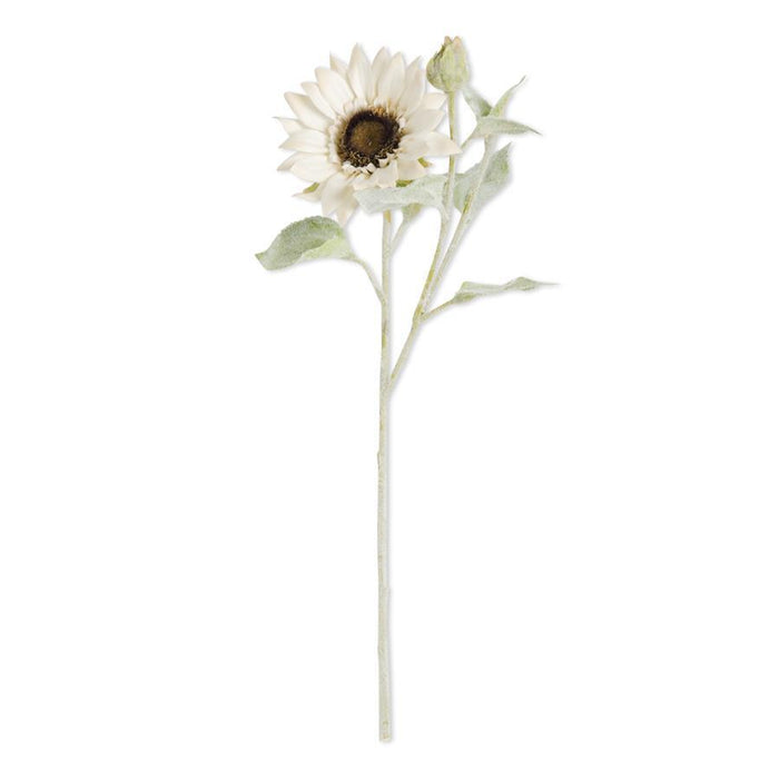 Design Shop 18 Inch White Bloom & Blossom Sunflower w/Flocked Stem