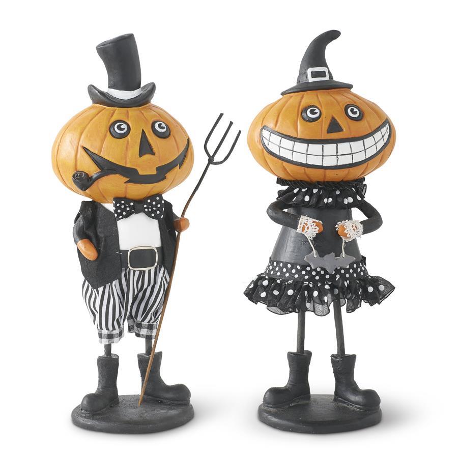 Design Shop Assorted Resin Standing Pumpkin People, Set of 2