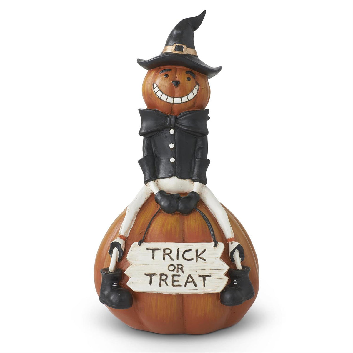 Design Shop 9 Inch Resin Trick or Treat Pumpkin Man on Pumpkin