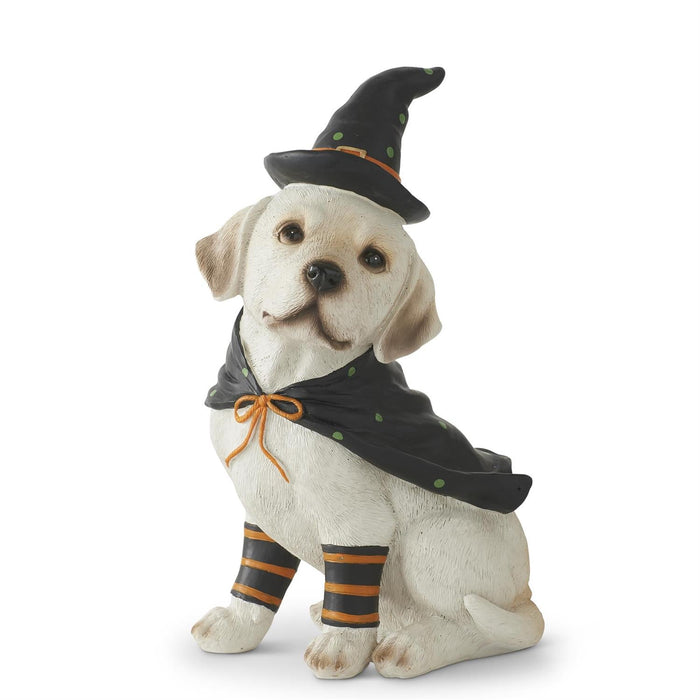 Design Shop 8 Inch Resin Dog W/Witch Hat And Cape