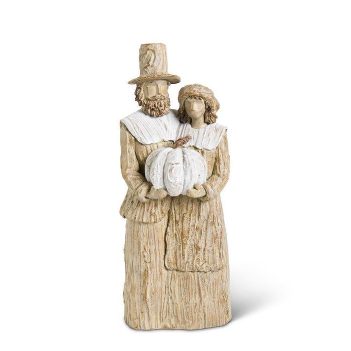 Design Shop 16 Inch Tan &amp; Cream Resin Pilgrim Man &amp; Woman