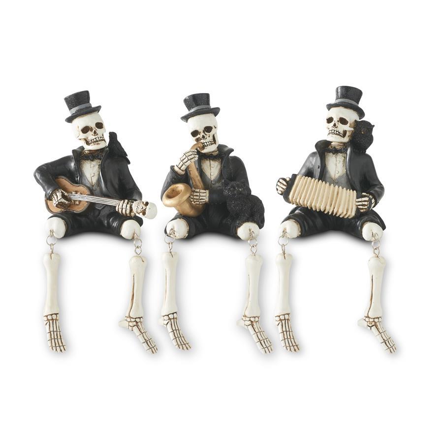 Shell Design Shop Assorted 8.75 Inch Resin Skeleton Musicians. Set of 3.