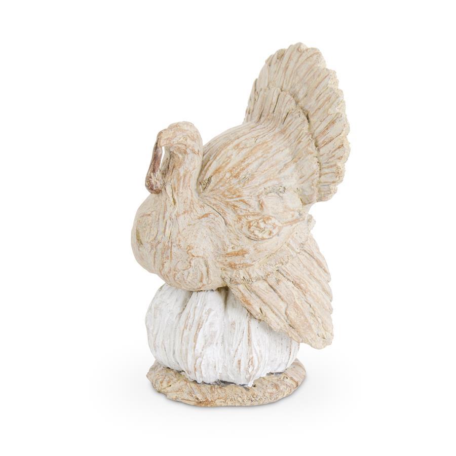 Design Shop 9.5 Inch Cream Resin Turkey on White Pumpkin