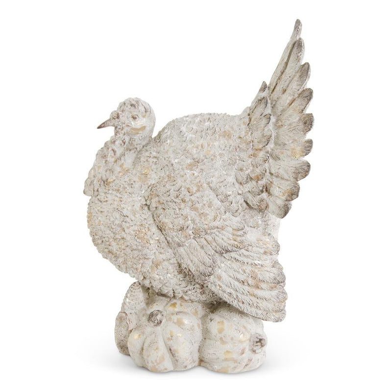 Design Shop 15.75 Inch Tan Distressed Resin Turkey on Pumpkins