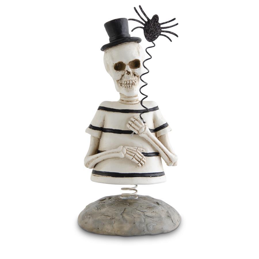 Design Shop 4.75 Inch Resin Skeleton Man Bobble Head W/Glittered Spider