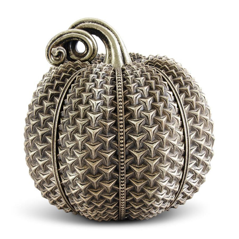 Design Shop 11.5 Inch Resin Antique Gold Raised Arrow Textured Pumpkin