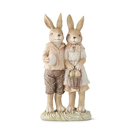 Design Shop 11.75 Inch Resin Boy and Girl Bunnies Holding Eggs