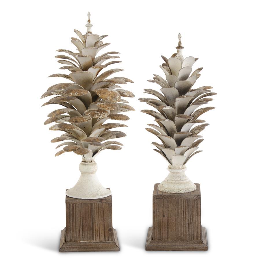 Shells Finials Shell Design Shop Set of 2 Gold Whitewashed Pinecone Finials On Wood ...