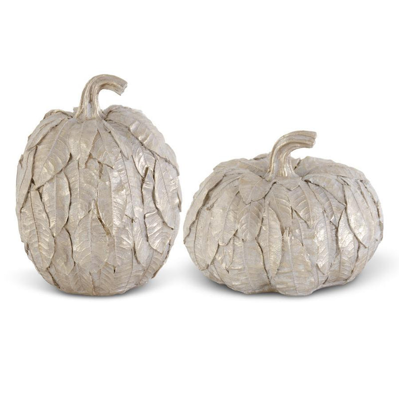 Design Shop Set of 2 Resin Layered Gold Leaves Pumpkins