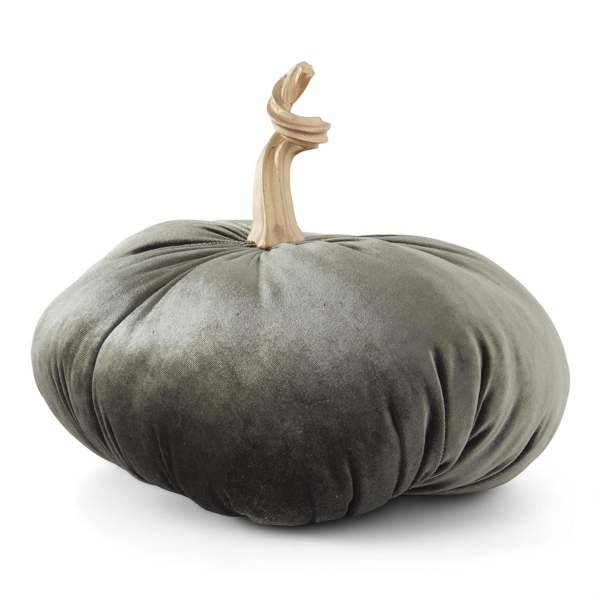 Design Shop 11 Inch Green Velvet Stuffed Pumpkin with Twisted Gold Stem