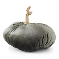 Design Shop 11 Inch Green Velvet Stuffed Pumpkin with Twisted Gold Stem