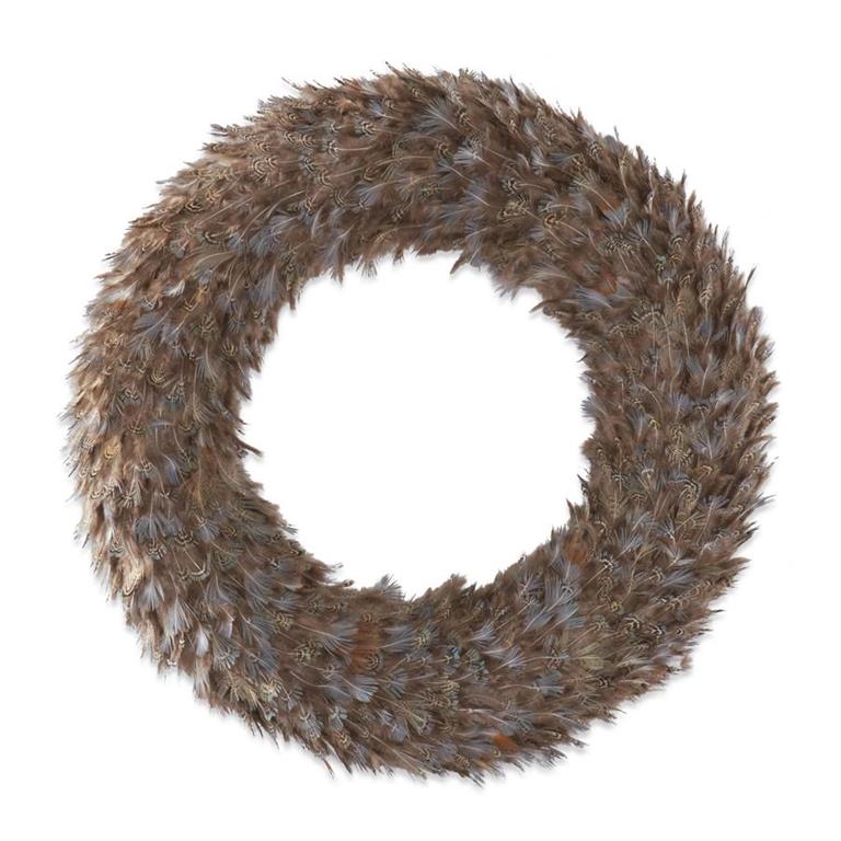 Set of 3 Brown Tan & Blue Wispy Feather Wreaths