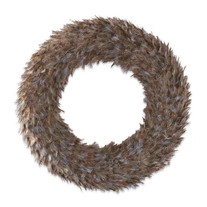 Set of 3 Brown Tan & Blue Wispy Feather Wreaths