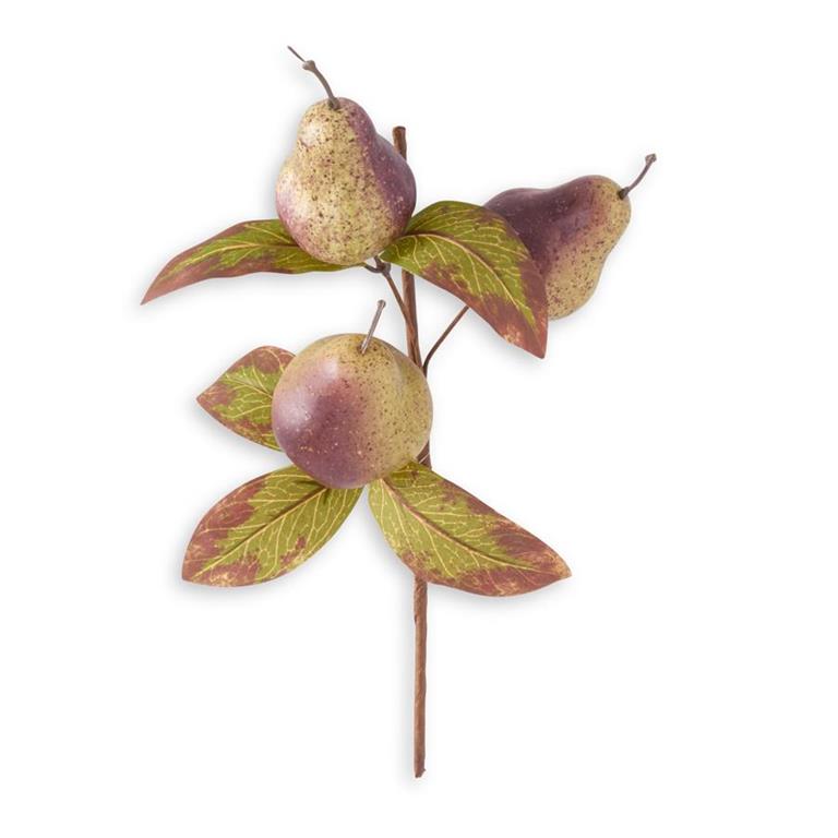 Design Shop 13 Inch Burgundy & Green Brown & Cream Speckled Pear Pick