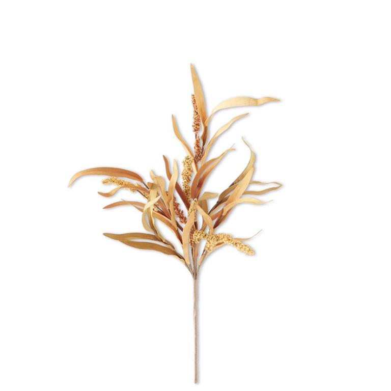 Design Shop 24 Inch Orange & Tan Long Eva Leaves Stem w/Yellow & Orange Spike