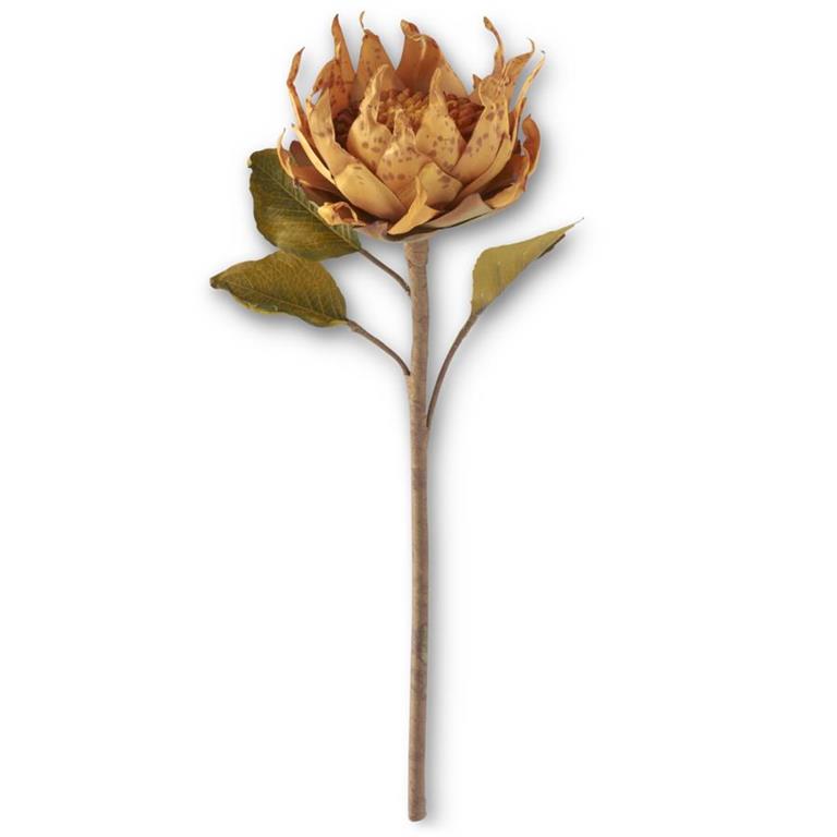 Design Shop 23 Inch Medium Head Butterscotch Yellow Dried Silk Sunflower Stem