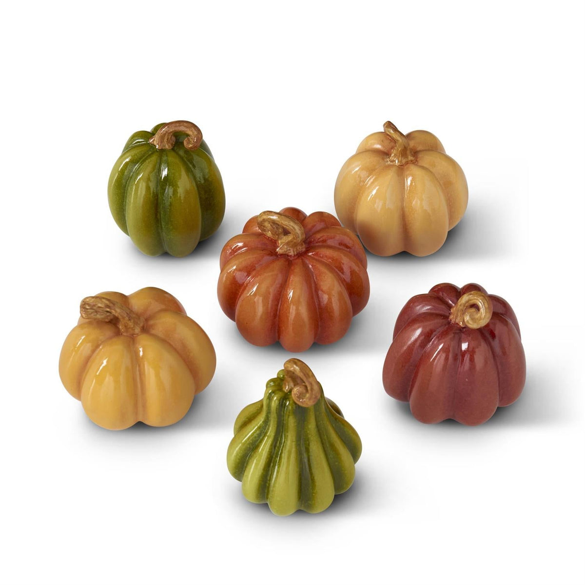 Shell Design Shop Assorted Fall Colored Mini Pumpkins. Set of 6.
