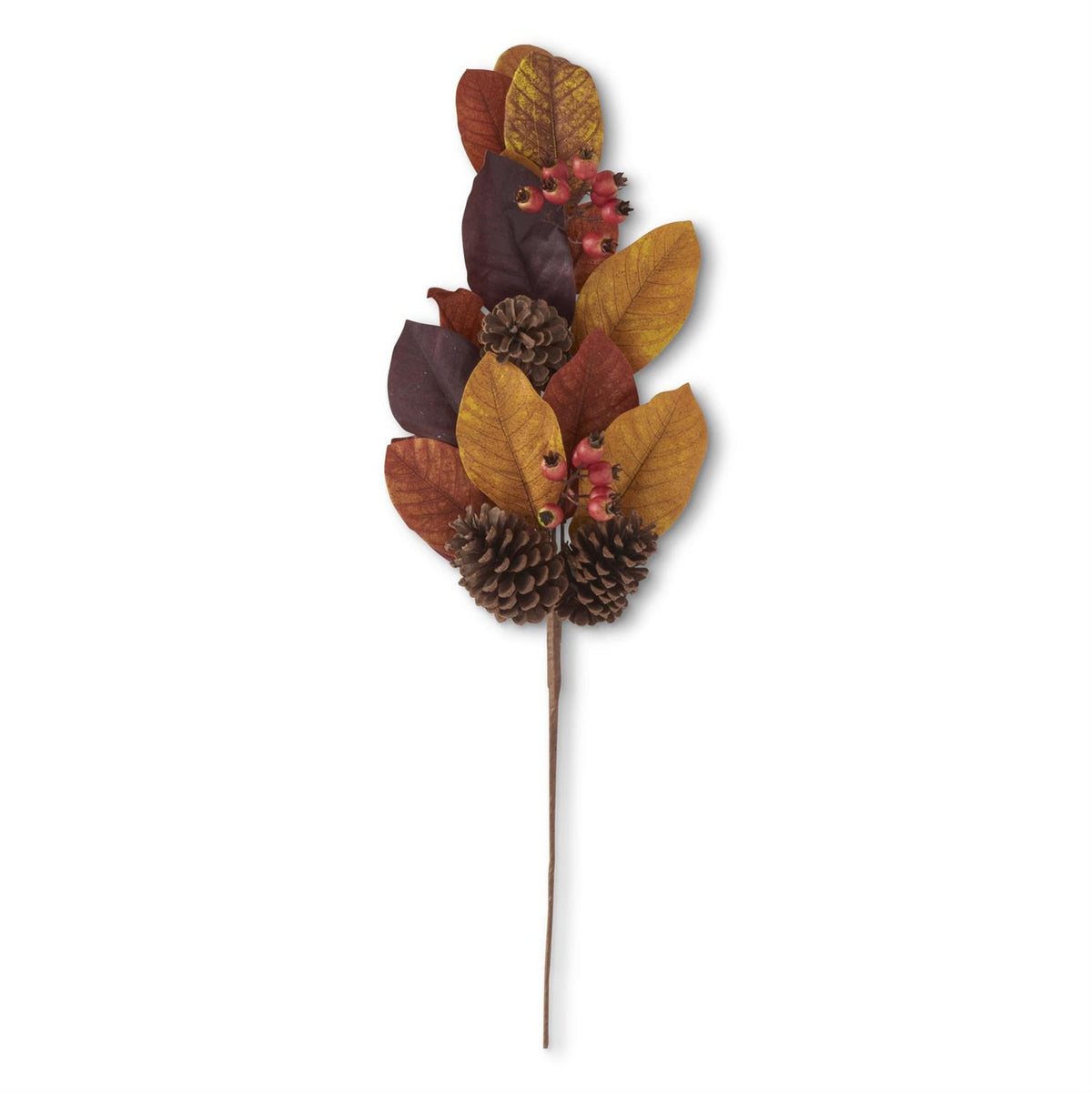 Design Shop 33 Inch Fall Magnolia & Berry Stem w/Pinecones