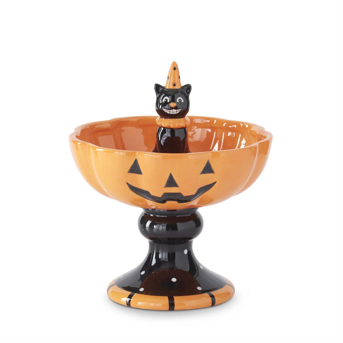 Design Shop 8.25 Inch Ceramic Jack O Lantern Bowl w/Black Cat