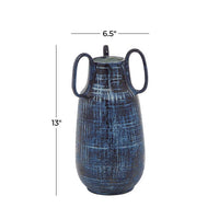 Design Shop  13 inch Blue Ceramic Vase w/ Handles