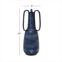 Design Shop  17 inch Blue Ceramic Vase w/ Handles