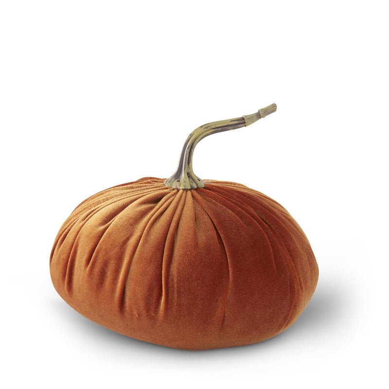 Design Shop 7.25 Inch Orange Velvet Stuffed Pumpkin