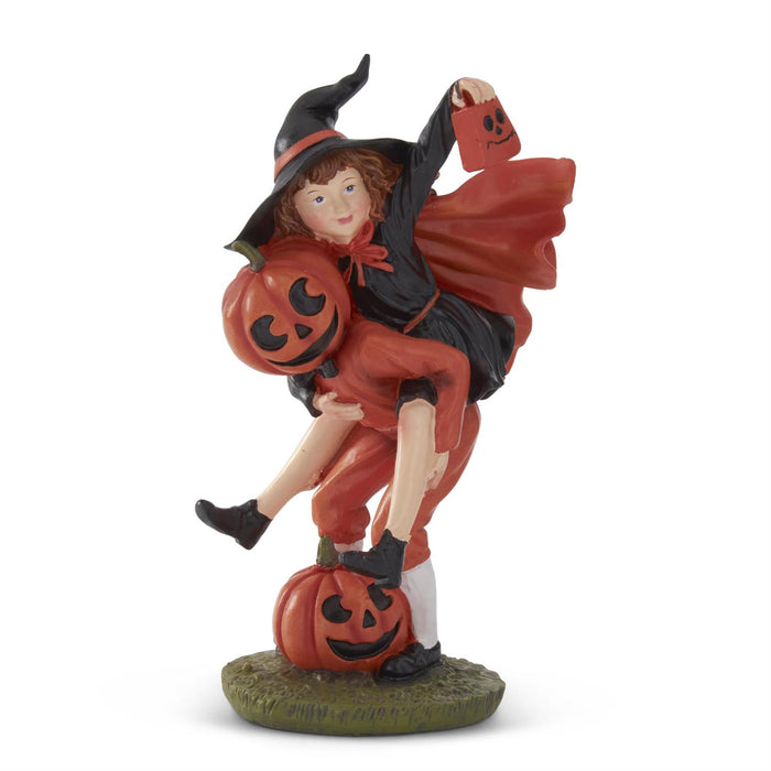 Design Shop 7.5 Inch Halloween Girl & Pumpkin Man
