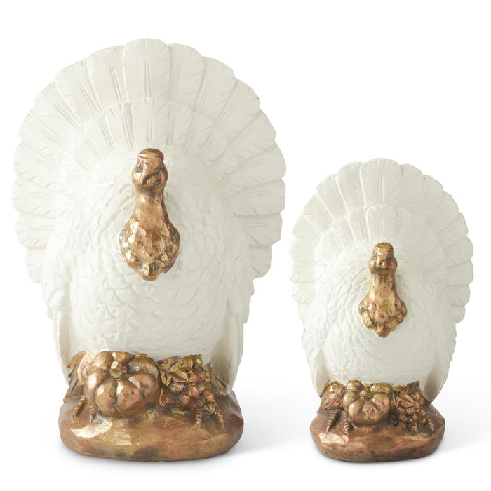 Design Shop Set of 2 Cream & Copper Resin Turkeys