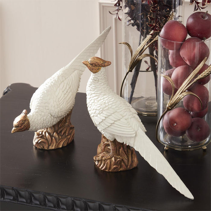 Design Shop Set of 2 Cream & Copper Head Down Pheasants