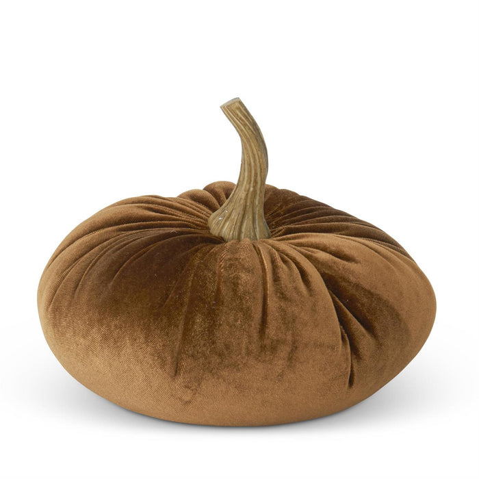 Design Shop 6.25 Inch Brown Velvet Stuffed Pumpkin