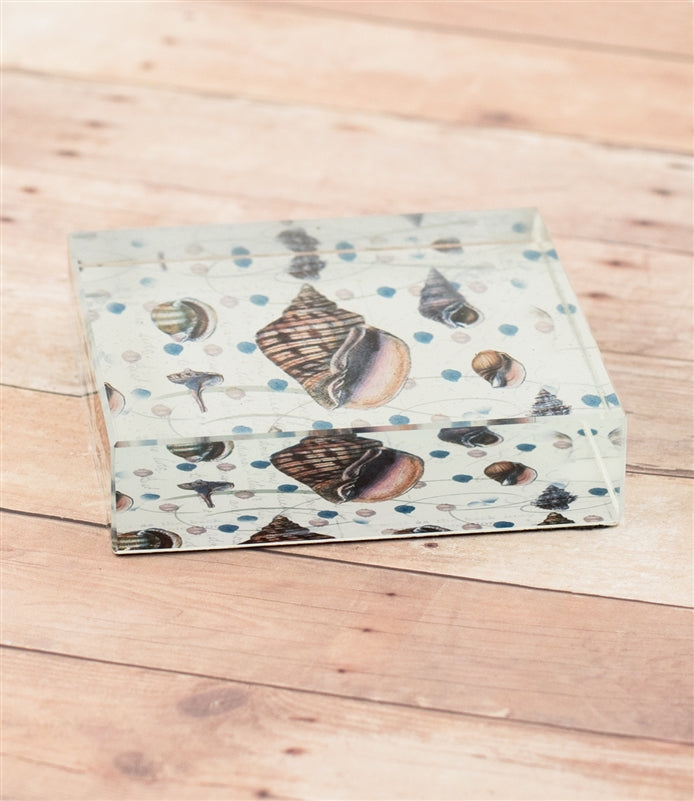 Seashell and Starfish Crystal Paperweight