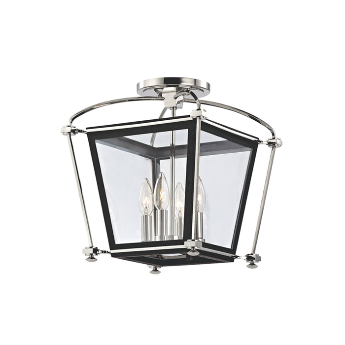 Hudson Valley Four Light Semi Flush Mount from the Hollis collection in Polished Nickel finish