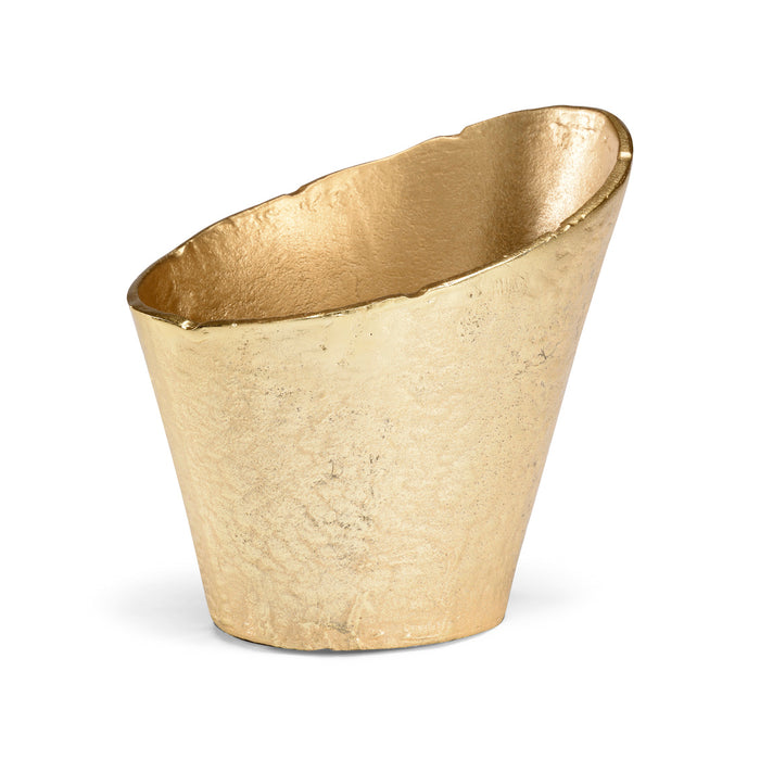 Gold metallic cup on a white background