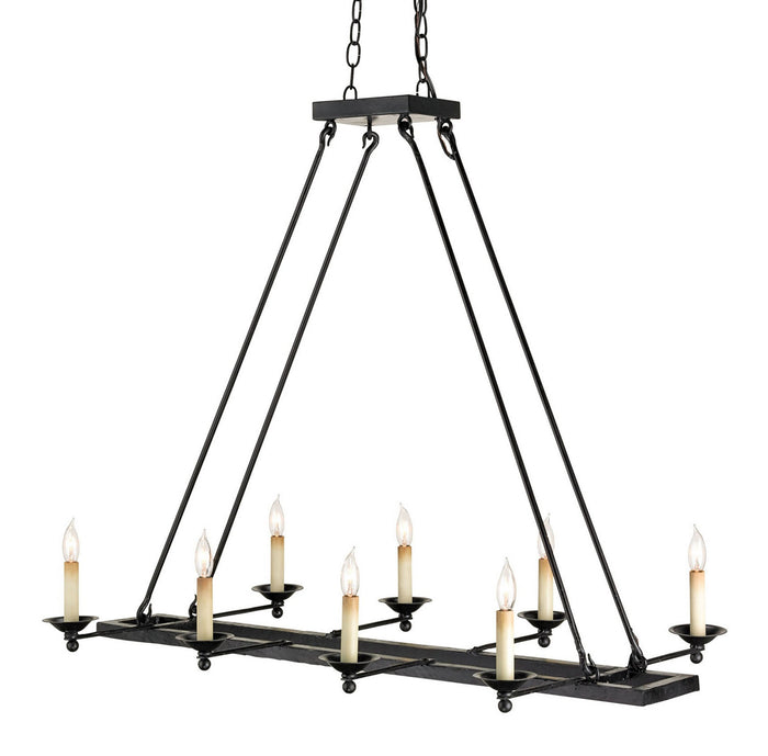 Currey and Company Eight Light Chandelier from the Houndslow collection in Satin Black finish