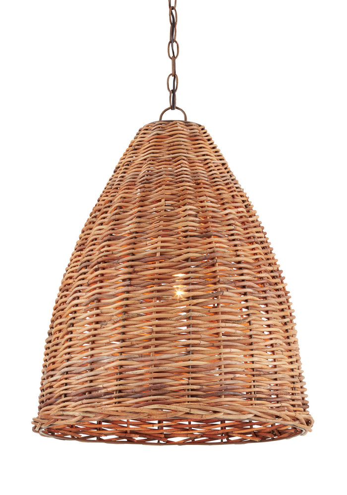 Currey and Company One Light Pendant from the Basket collection in Natural finish