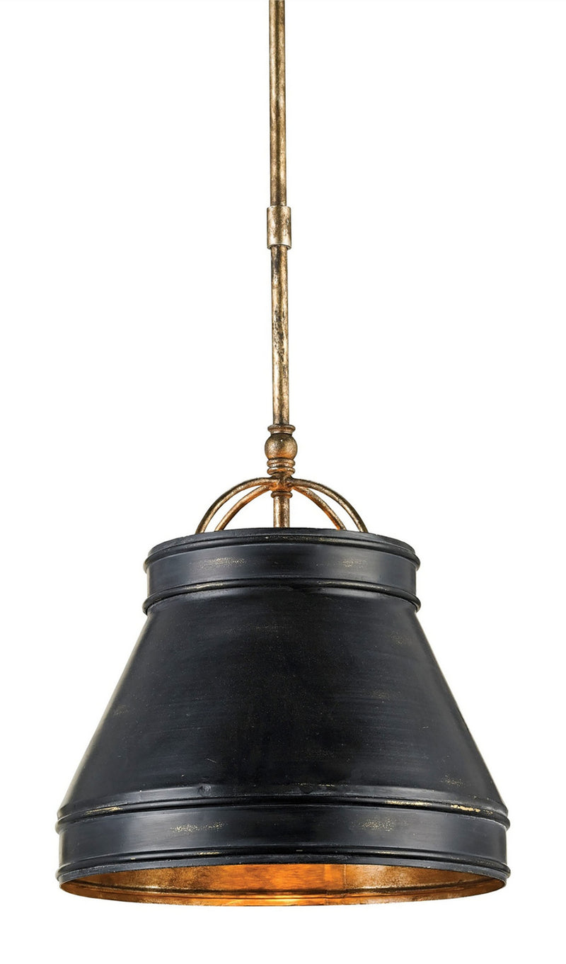 Currey and Company - 9868 - One Light Pendant - Lumley Collection - French Black/Pyrite Bronze