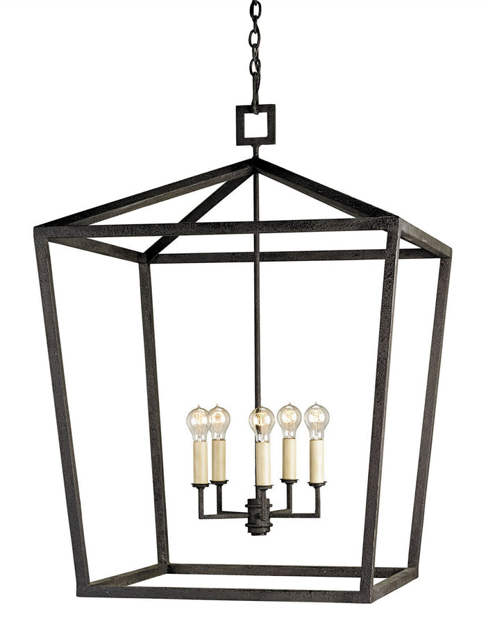 Currey and Company Five Light Lantern from the Denison collection in Mole Black finish