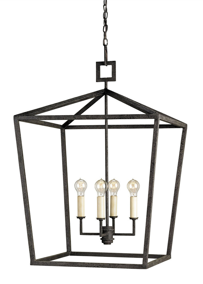 Currey and Company Four Light Lantern from the Denison collection in Molé Black finish