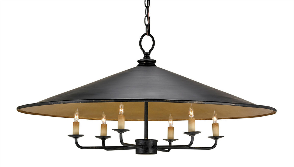 Currey and Company - 9873 - Six Light Chandelier - French Black/Contemporary Gold