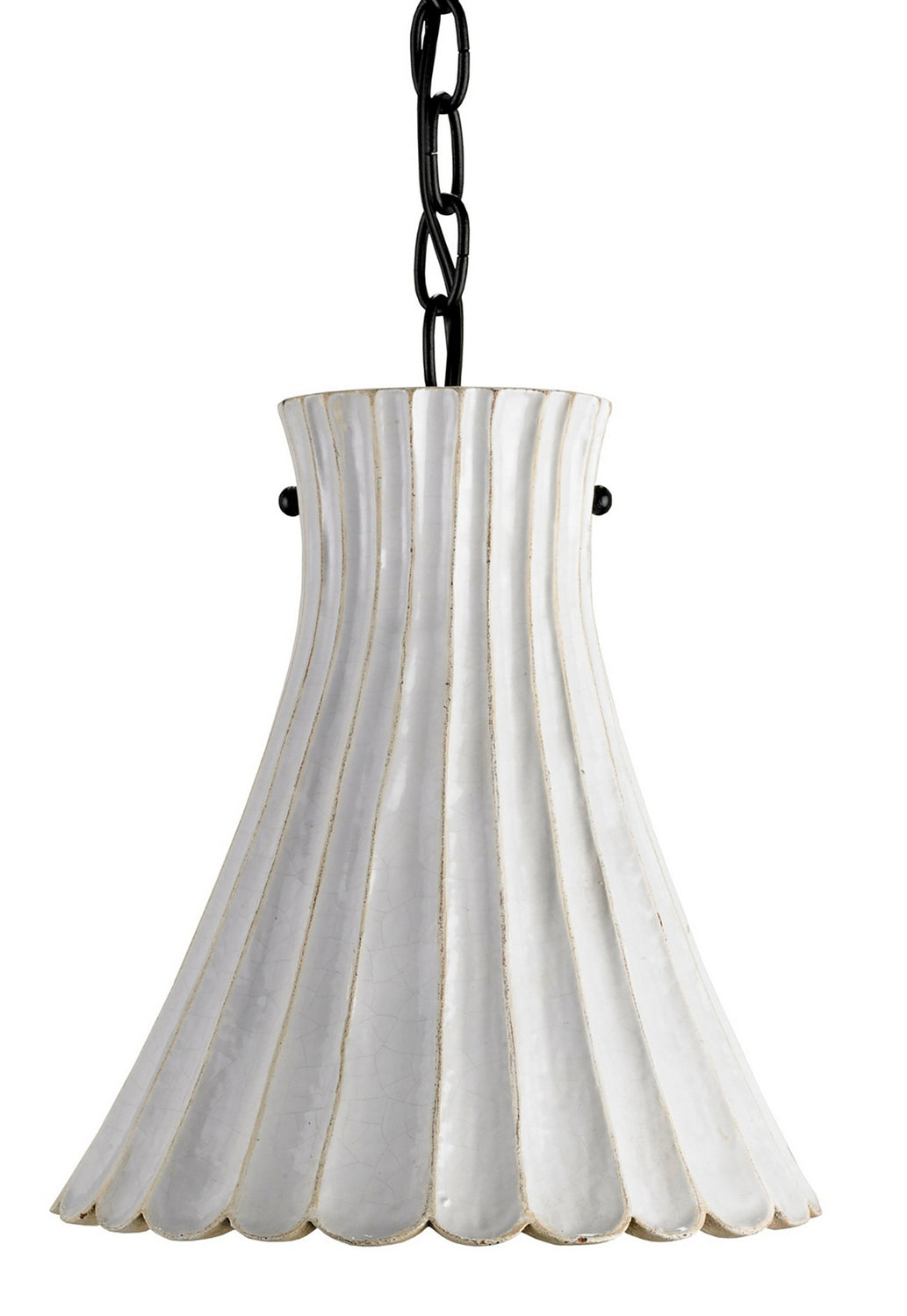 Currey and Company - 9901 - One Light Pendant - Satin Black/White Crackle