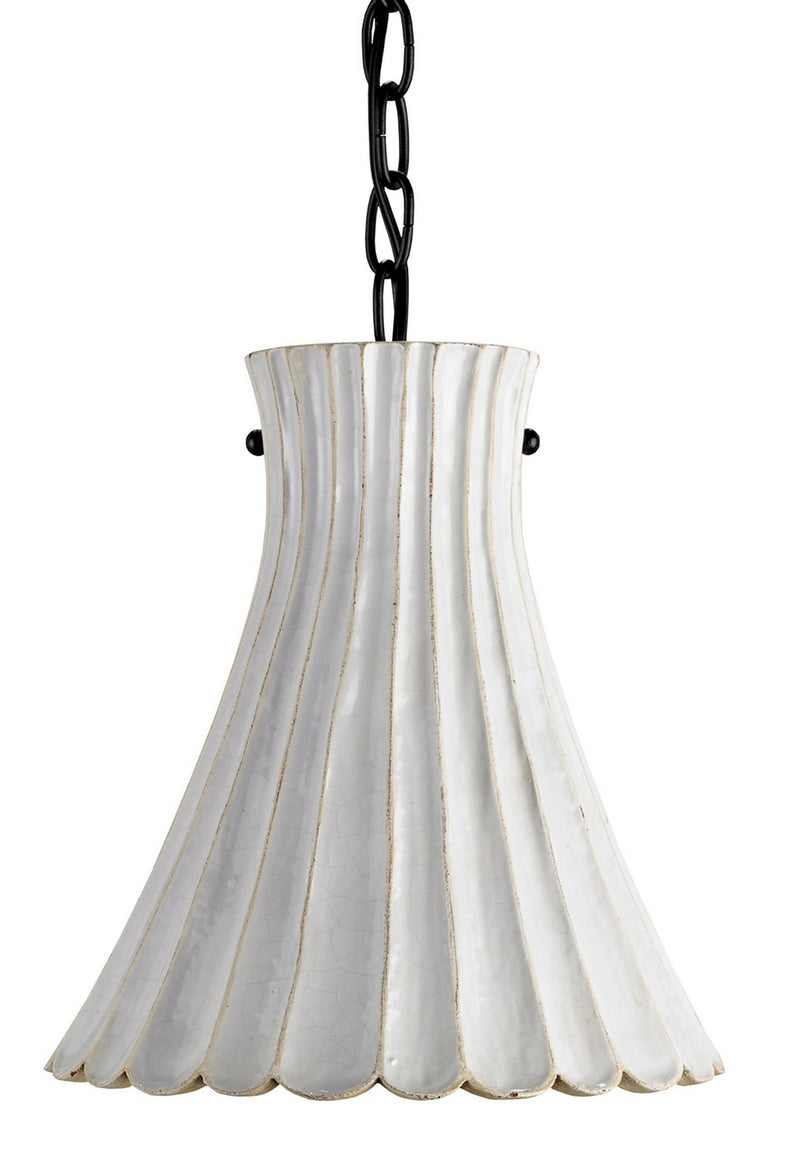 Currey and Company - 9901 - One Light Pendant - Satin Black/White Crackle