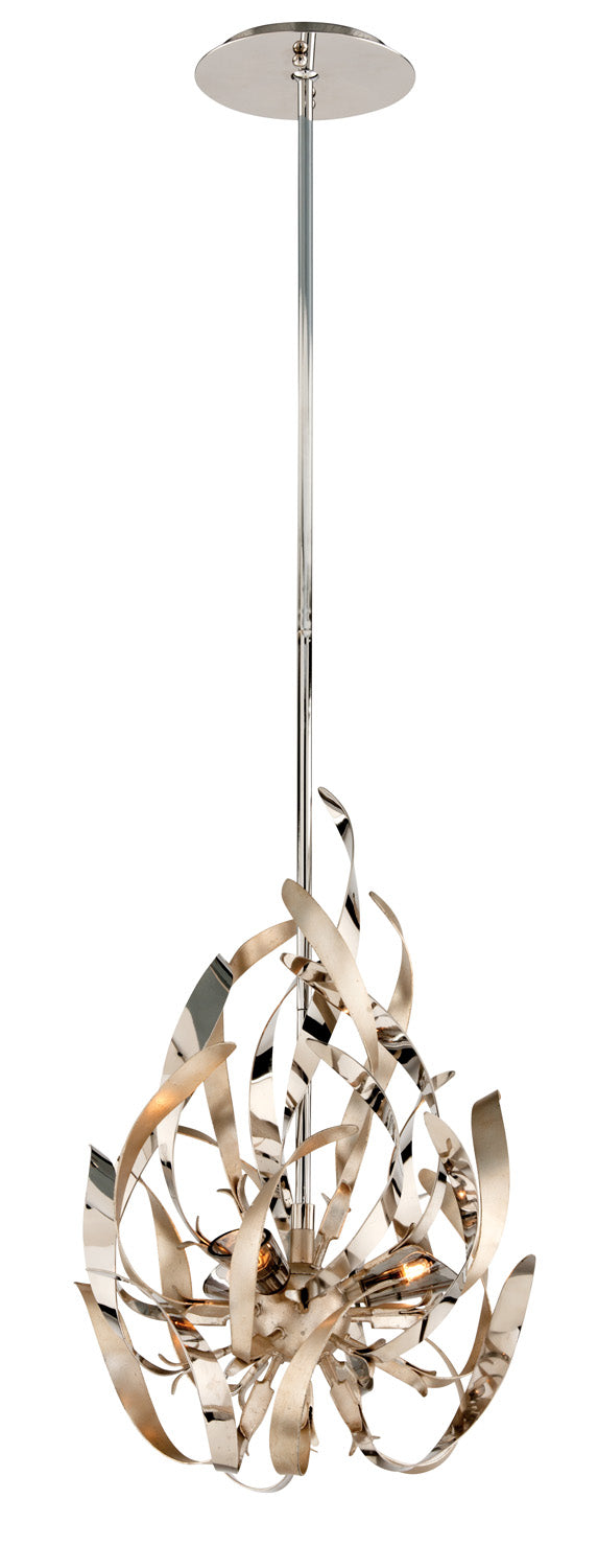 Corbett Lighting - 154-43 - Three Light Pendant - Graffiti - Silver Leaf Polished Stainless