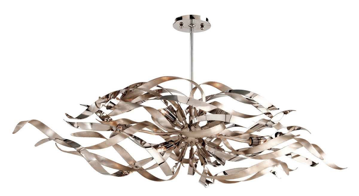 Corbett Lighting Six Light Linear from the Graffiti collection in Silver Leaf finish
