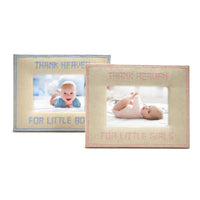 Design Shop Thank Heaven 4" x 6" Embroidered Photo Frame - Cotton/MDF/Glass, Set of 2.