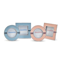 Design Shop Enamel and Jewels 2" x 2" Photo Frame, Pink and Blue - Zinc Alloy/Glass, Set of 2.