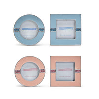 Design Shop Enamel and Jewels 2" x 2" Photo Frame, Pink and Blue - Zinc Alloy/Glass, Set of 2.
