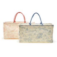 Design Shop Animal Toile Hamper / Storage Tote, Pink and Blue - Recycled Cotton Canvas/Cotton, Set of 2.