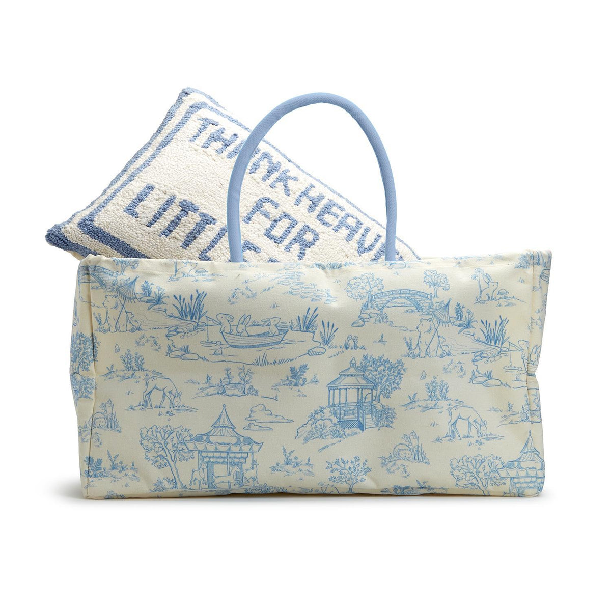 Design Shop Animal Toile Hamper / Storage Tote, Pink and Blue - Recycled Cotton Canvas/Cotton, Set of 2.