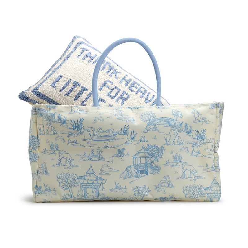 Design Shop Animal Toile Hamper / Storage Tote, Pink and Blue - Recycled Cotton Canvas/Cotton, Set of 2.